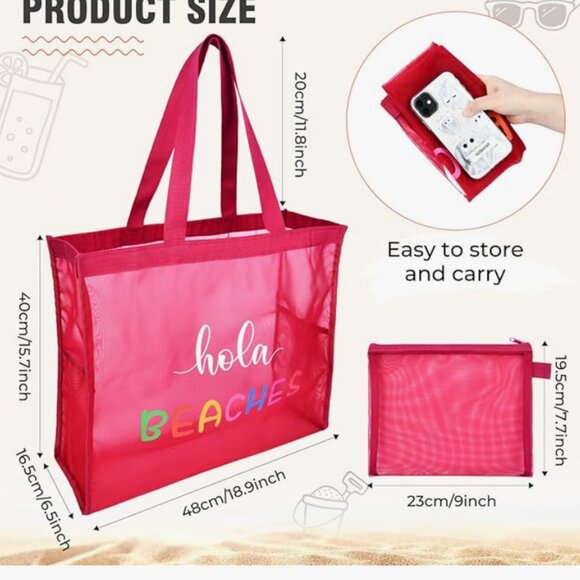 Hola Beaches Mesh Beach Tote – Lightweight, Sandproof & Spacious - Picture 2 of 6